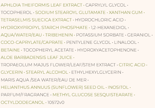 Ingredients of Yves Rocher Moisturizing Detox Cream