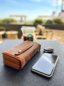 محفظة جلد طبيعي رجالي متعددة الإستخدامات