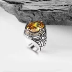 ⁦خاتم رجالي من الفضة الإسترليني بحجر السترين عيار 925⁩ - الصورة ⁦2⁩