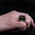 ⁦خاتم رجالي من الفضة الإسترليني عيار 925 بحجر الزولتانيت⁩ - الصورة ⁦3⁩
