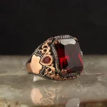 خاتم رجالي فضة بحجر الزركون المطلي بالروديوم