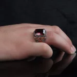 ⁦خاتم رجالي فضة بحجر الزركون المطلي بالروديوم | عيار 925⁩ - الصورة ⁦3⁩
