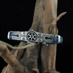 ⁦سوار جلدي من الفضة الإسترليني 925 للرجال من Rudder⁩ - الصورة ⁦2⁩