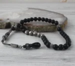 سبحة رجالية فخمة من حجر أونيكس غير اللامع