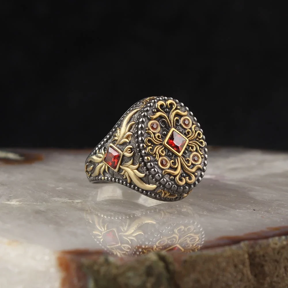 خاتم رجالي من الفضة بحجر الزركون المطلي بالروديوم عيار 925