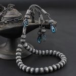 سبحة فضة قزازية مصنوعة يدويًا عيار 1000