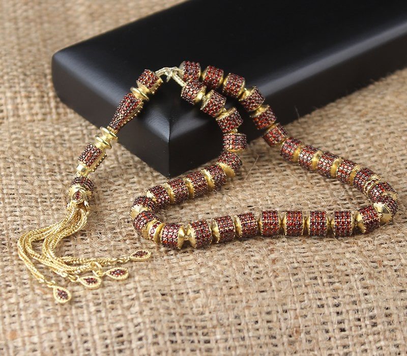 سبحة فضة إسترليني عيار 925 مرصعة بأحجار الزركون والانطباعات الفضية