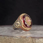 ⁦خاتم فضة إسترليني عيار 925 مع حجر الزركون المطلي بالروديوم مع حرفك⁩ - الصورة ⁦2⁩