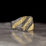 خاتم من الفضة المطلية بالروديوم مُجهزة بتقنية السفع الرملي