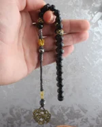 ⁦سبحة فضة بحجر الأونيكس مع شرابة فضة⁩ - الصورة ⁦3⁩