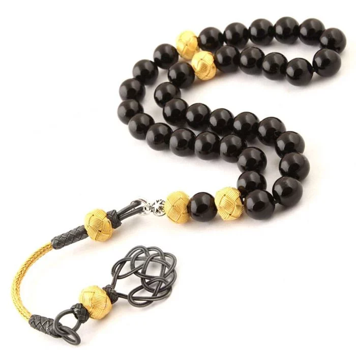 سبحة عقيق من الفضة الإسترليني عيار 1000 مع شرابة الكزاز