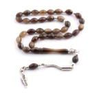 سبحة صلاة قرن الجاموس مع شرابات من الفضة الإسترليني عيار 925