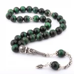 سبحة على شكل عين النمر من الفضة الإسترليني عيار 925 مرصعة بشراشيب