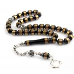 سبحة كوكا ملفوفة باللون الأصفر ومزينة بشراشيب من الفضة الإسترليني عيار 925