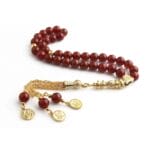 ⁦سبحة من حجر العقيق مع شرابات فضة⁩ - الصورة ⁦2⁩