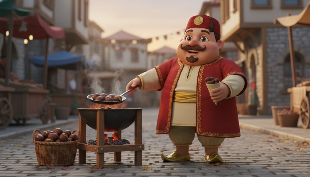 طريقة شوي الكستناء التركي